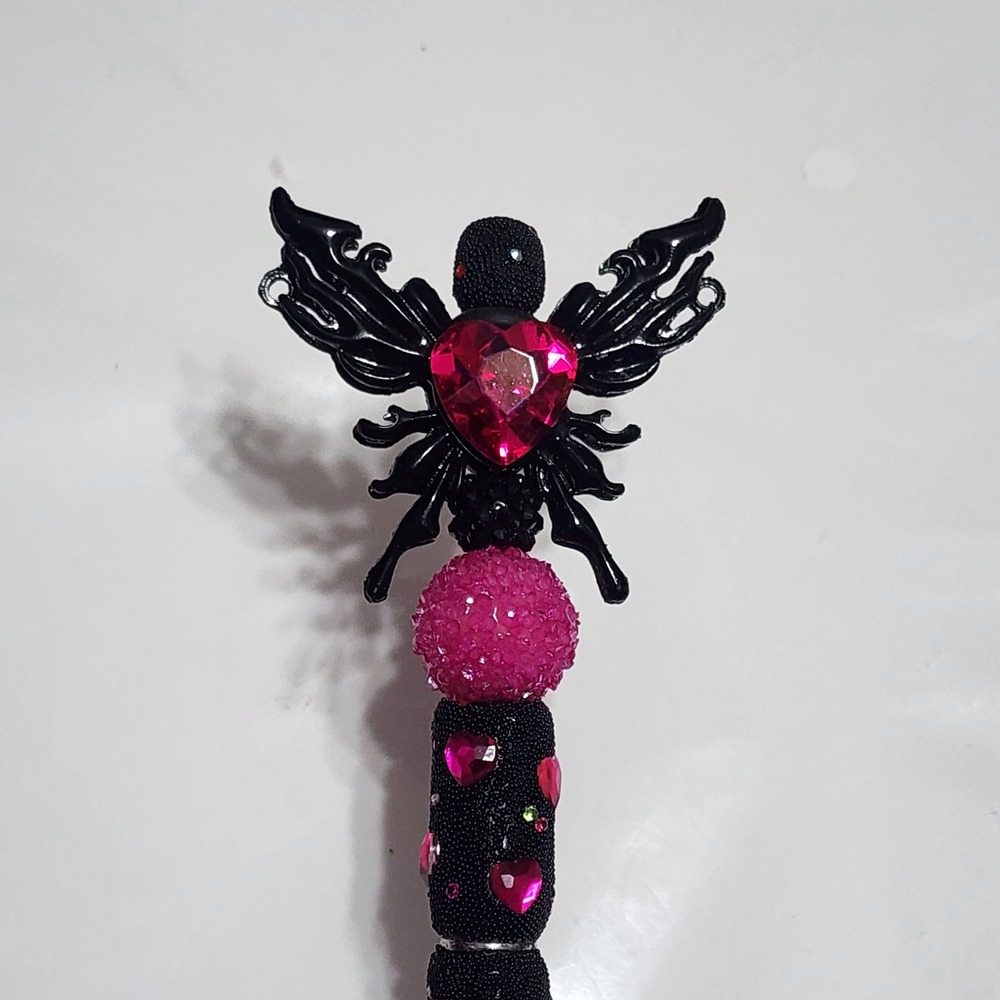 Butterfly Beaded Pen Black Ink Gift Refillable Stocking Stuffer Rhinestone